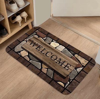 Inspire Essentials FloralWelcome AntiSlip Doormat For Home And Garden a 50cmx80cm