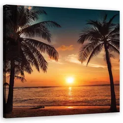 WANDBILD sonnenuntergang strand palmen