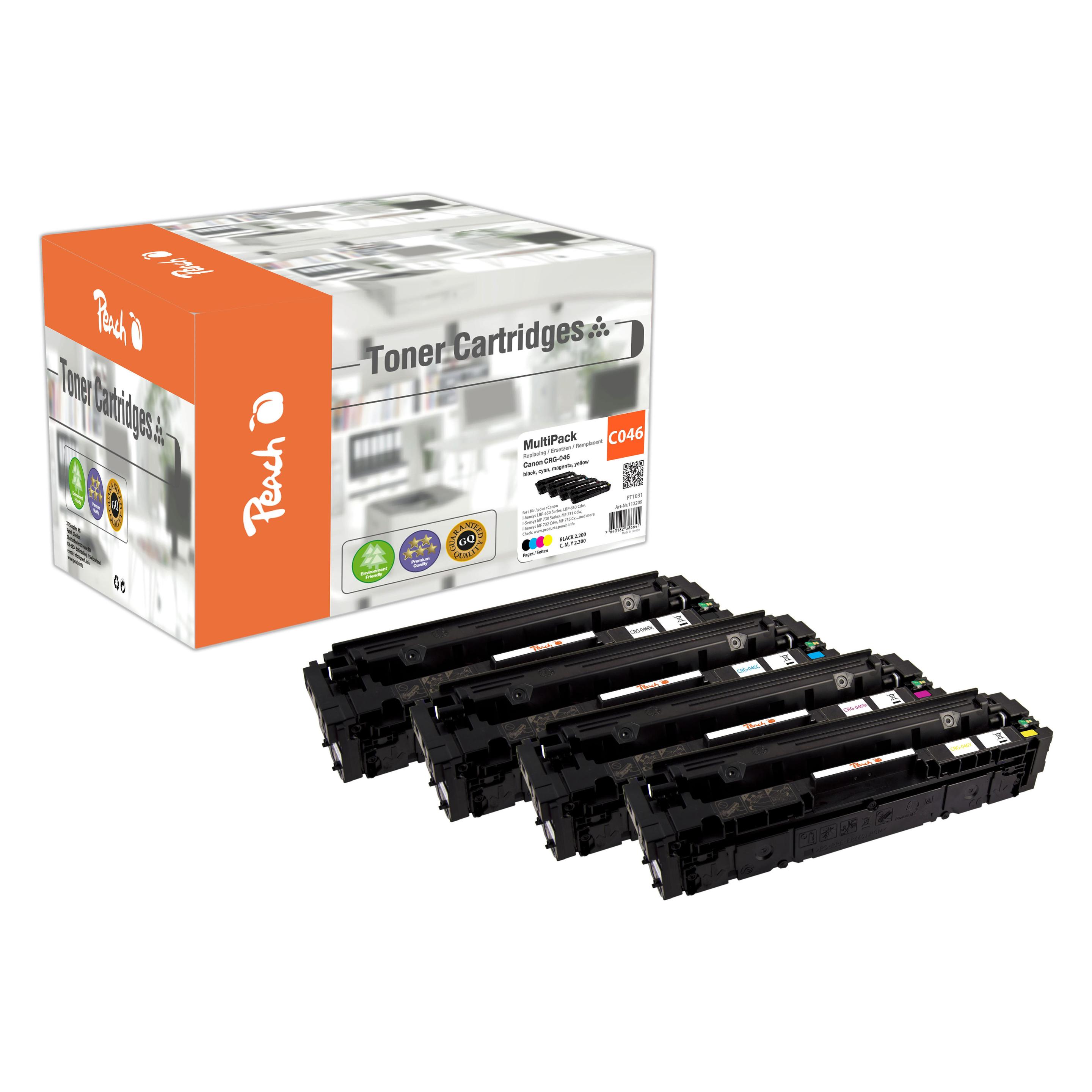 Peach Spar Pack Tonermodule ersetzt Canon CRG-046 (BK, C, M, Y) (PT1031)
