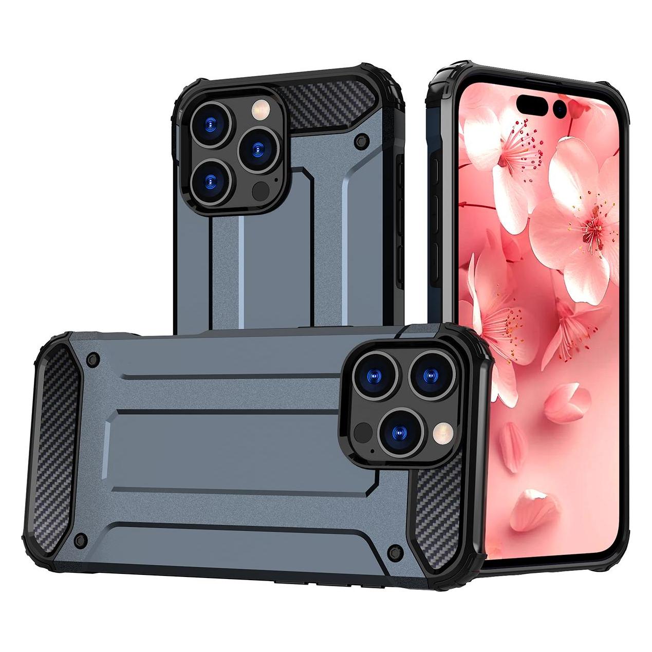 Hurtel Hybrid Armor iPhone 16 Pro Case - Blue (Apple iPhone 16 Pro) (HYBRID ARMOR IPHONE 16 PRO BLUE)