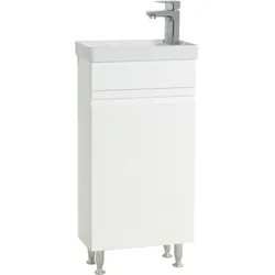 VCM 2-tlg Set   Waschplatz für Gäste WC   Gästebad Toilette   Waschtisch   grifflose Drehtüre   Badmöbel Badezimmer Set – Silora M stehend