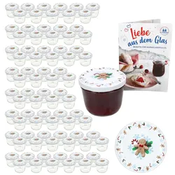 100er Set Sturzglas 230ml Einmachglas + TO-Deckel 82 Candyman eisblau + Heft