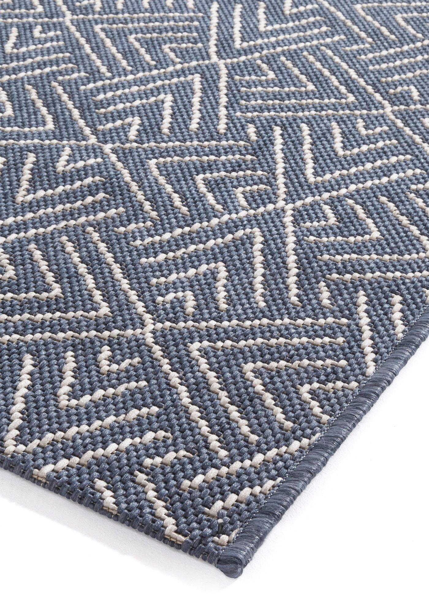 bonprix In- und Outdoor Teppich mit dezenter Struktur, blau, Gr.140x200 cm, Vielfältig einsetzbar, nicht nur auf Balkon oder Terrasse