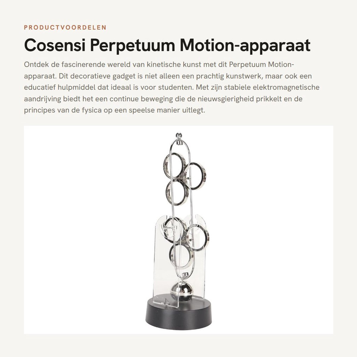 Dailygoods Perpetuum Motion-apparaat - Kinetische Kunst en Educatief Gadget - B/D/H: 28,9 x 12 x 10,1 cm