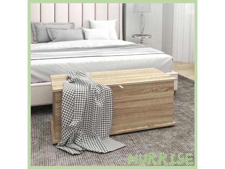 Cocosity Coffre De Rangement Banc De Rangement Avec Couvercle Rabattable Et Charnières De Sécurité 100 X 40 X 40 Cm Naturel
