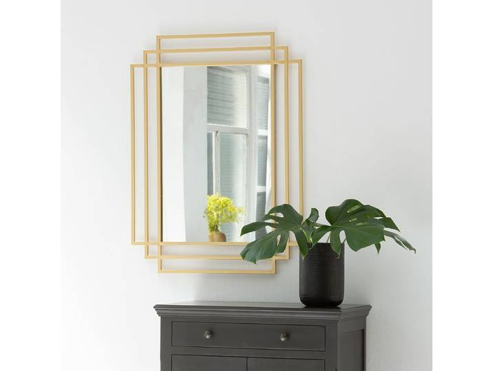 Miroir Art Déco rectangulaire en métal doré 102 x 77 cm Ginger