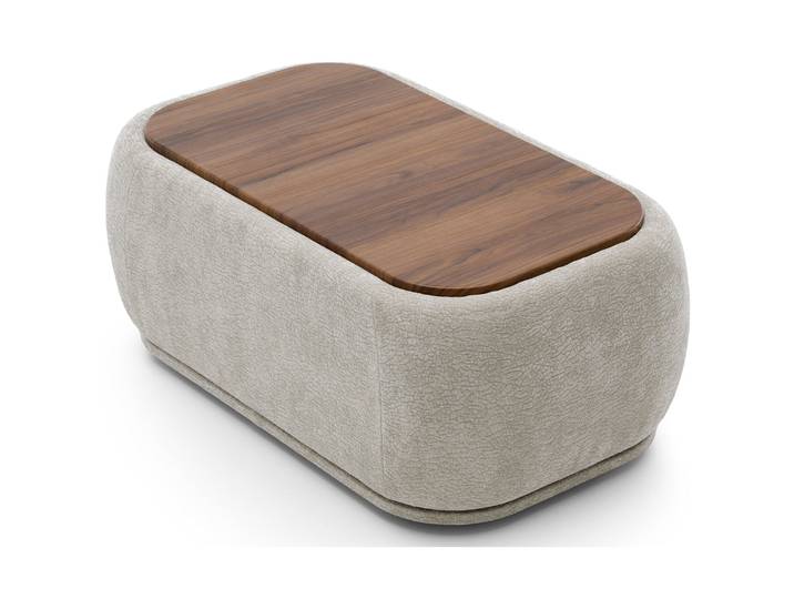 Modulares rechteckiges Hocker mit Platte Bommo, grau-beige