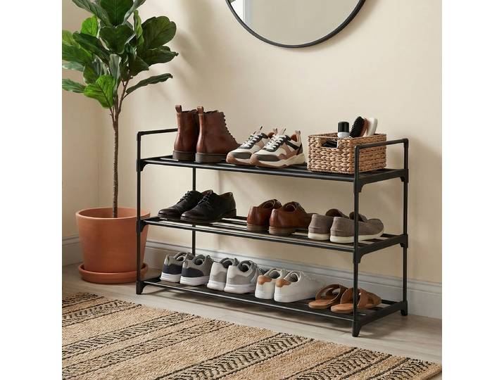 Étagère à chaussures Hendren - Largeur 92 x 54 x 30cm Noir/Noir