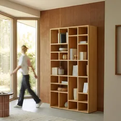 Bücherregal aus Eiche und Marmor Eyota 130 x 220 cm Design Raumtrenner