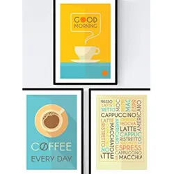 POSTER Set Mit 3 Kaffee Blätter Retro 2 A3 Rahmenlos