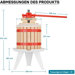 Wiltec Obstpresse, Entsafter, Braun, Rot