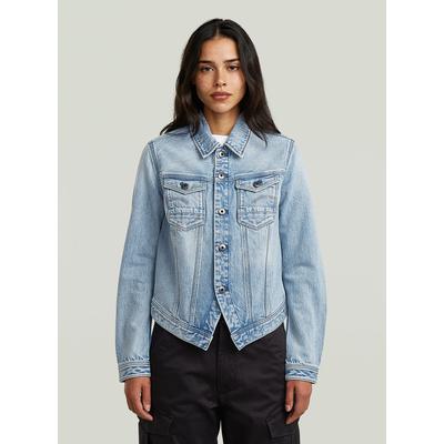 Jeansjacke G-STAR "Pitched Hem Slim Jacke", Damen, Gr. XS, blau (sun faded cloudburst), Obermaterial: 95% Baumwolle, 5% Baumwolle, Jacken Jeansjacke