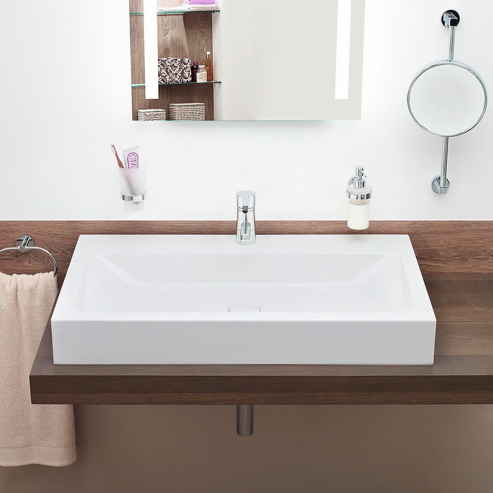 Kaldewei CONO Wandwaschtisch 3090 ohne Hahnlochbohrung, 90 cm, Badkeramik, 902606003701, schwarz mit perleffekt