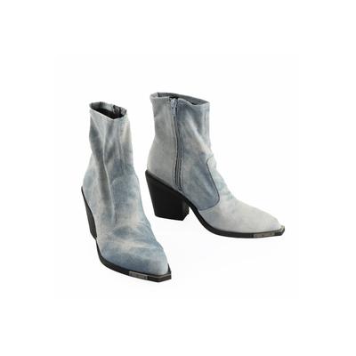 Stiefel BUFFALO "Buffalo West Boot Lo Vegan Denim", Damen, Gr. 37, blau, Baumwolle, unifarben, Schuhe Stiefel