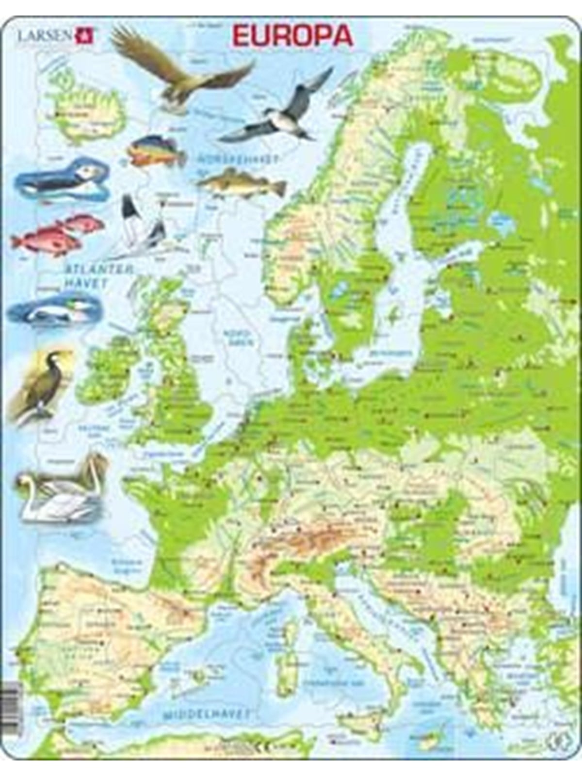 Larsen Puzzles Puzzle Europa physisch stehend - 87-teilig, Maxi 2D Puzzles