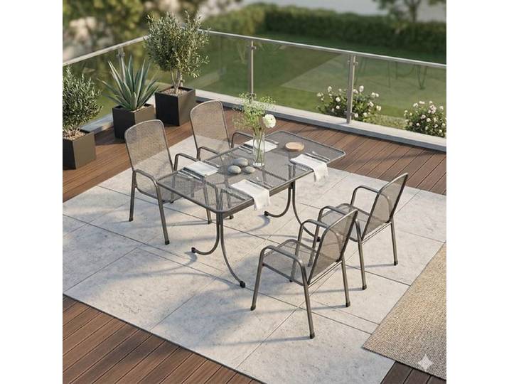 MWH Savoy Basic Gartenmöbel-Set M (4 Plätze) Tisch 145x90cm Dunkelgrau
