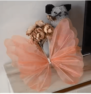 Inspire Curations 3D Simulated Butterfly Decoration Oversized Silk Party & Photography Prop orange 1pc