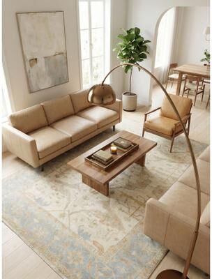 EXQUISITE RUGS Antique Weave Oushak Hand-knotted New Zealand Wool Blue/Ivory Area Rug.