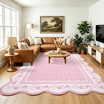 Garvee Scalloped Floral Bordered Area Rug