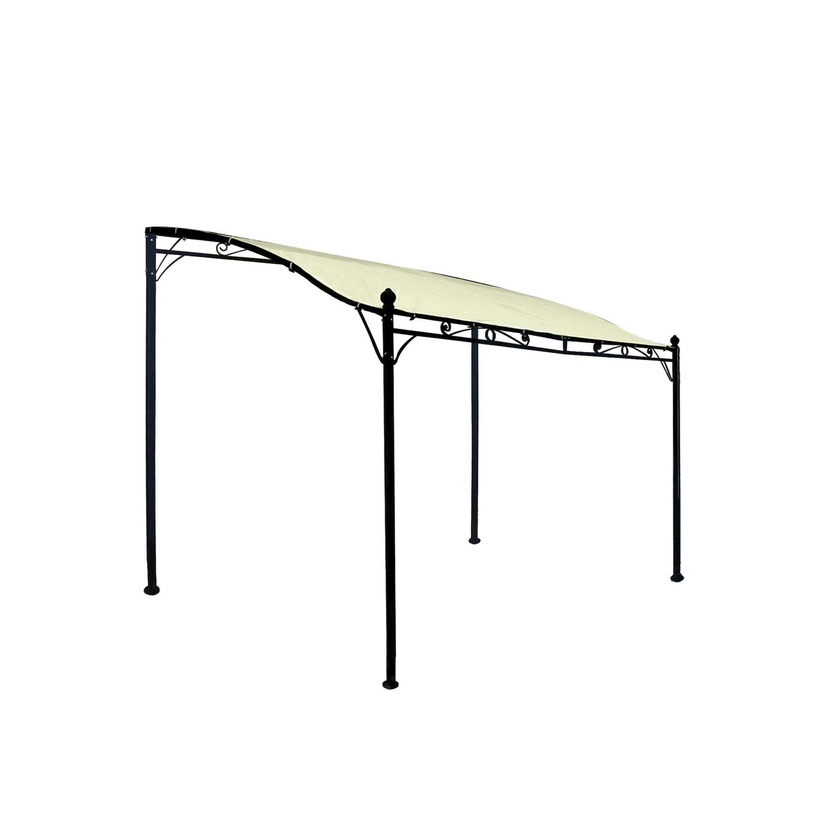 Anbaupavillon MANTOVA 3x2,5 Meter, Stahl dunkel, Plane PVC-beschichtet écru