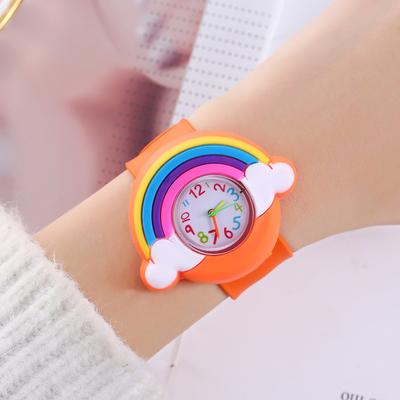 Uplifted Trends Rainbow Cloud Silicone Band Childrens Watch Cute Cartoon Quartz Watch For Boys & Girls rainbow orange