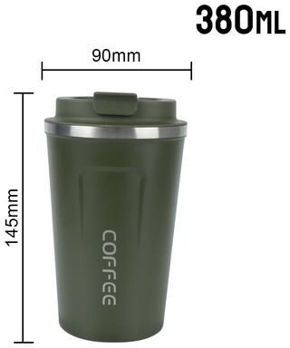 Multicon Wholesale Hub Double Stainless Steel Thermo Cafe Coffee Mug, Leak Proof Travel Thermos Cup, Tea Water Mug, BPA Free green