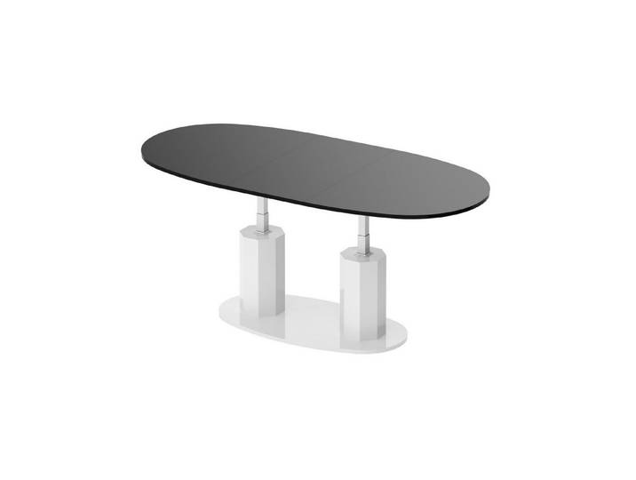 designimpex Couchtisch Design HBL-111 stufenlos höhenverstellbar ausziehbar oval