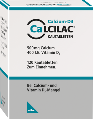 MIBE GmbH Arzneimittel CALCILAC Kautabletten 500 mg/400 I.E. 120 St 09083097