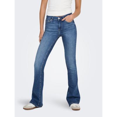 ONLY "ONLBLUSH – Bootcut-Jeans mit Mid Waist für bequeme Silhouette" Abriebeffekte, modisch, bootcut fit, Eingrifftaschen, unifarben