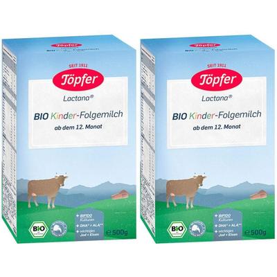 Töpfer Lactana Kinder Bio Folgemilch Pulver 2x 2x500 g