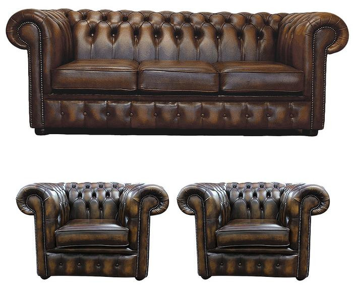 Chesterfield Leder Design Luxus Sofagarnitur 3+1+1 Zitset