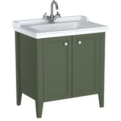 VitrA Valarte Waschtisch-Möbel-Set 65805 79,5x53x88cm, 2 Türen, Korpus Vintage grün/Waschtisch weiß hochglanz