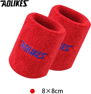 Inspire Picks AOLIKES Sports Wrist Sweatband Absorbent Terry Cloth Wristband For Tennis, Volleyball, Gym & Fitness (8cm 11cm) 8cm red