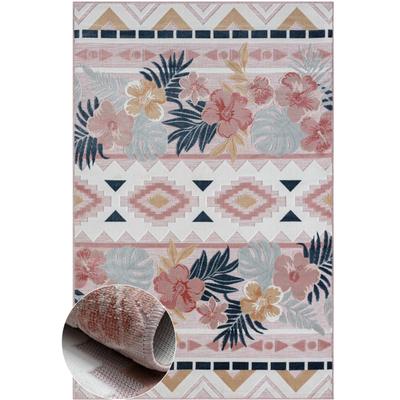 Outdoorteppich "Lotus, LAGERRÄUMUNG", bunt (rosa,multi), B:160cm H:8mm L:230cm, Polypropylen, MYFLAIR MÖBEL & ACCESSOIRES, Teppiche, Outdoorteppich, florales Design, Blumen Motiv, Outdoor geeignet, Balkon, Terrasse