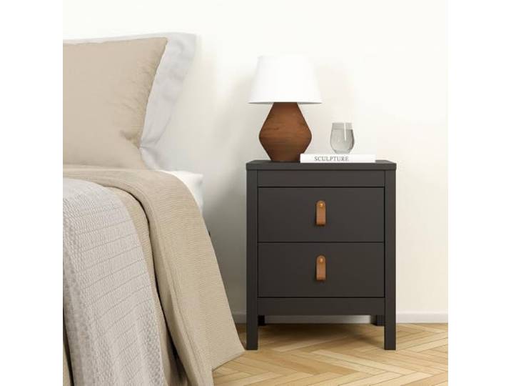 Dmora - Nachttisch Janette, Niedrige Kommode, Tisch, Multifunktionaler Nachttisch, 44x38 h54 cm, Schwarz