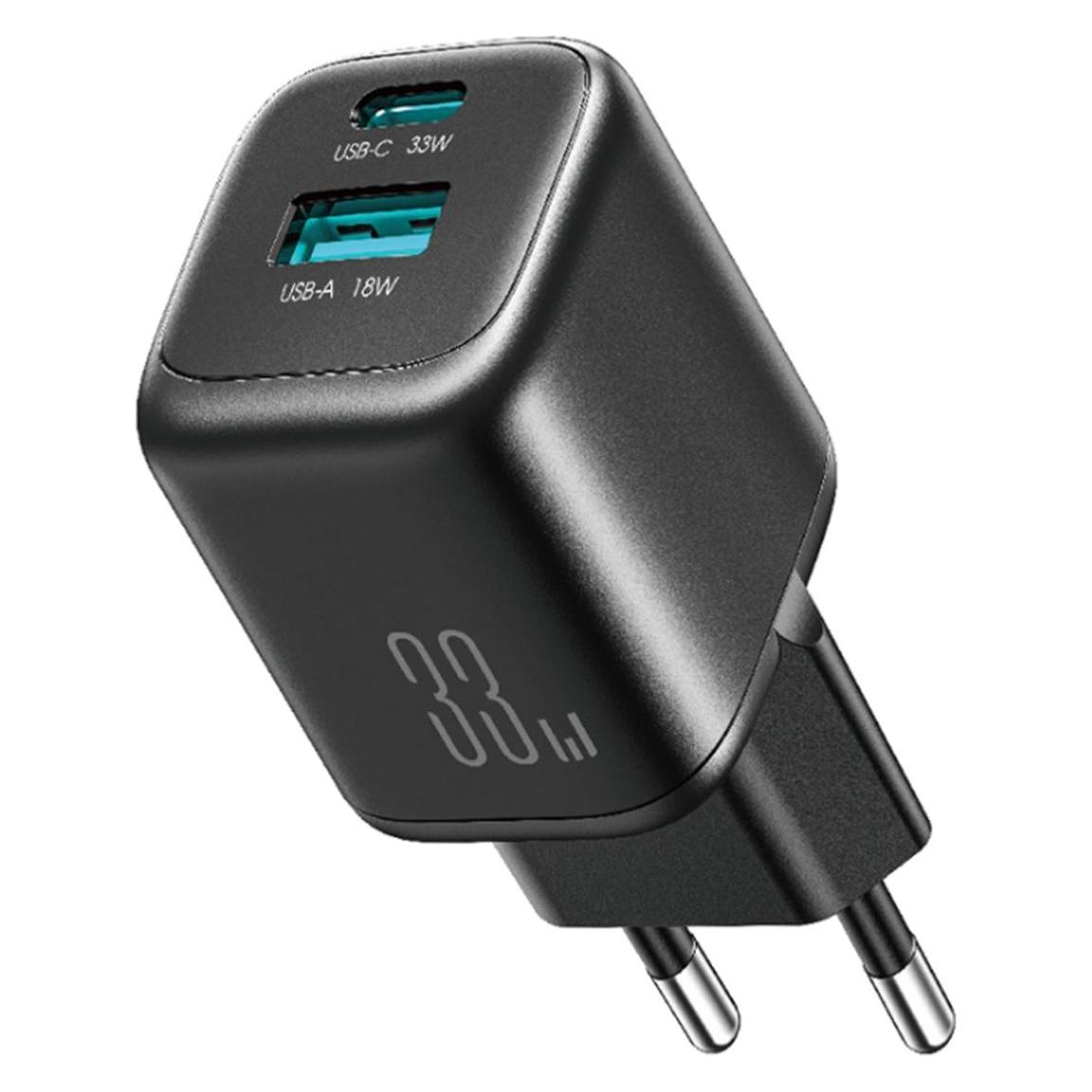 Joyroom JR-TG7 dual charger 33W + A9 USB-C cable 60W 1m - black (33 W, 2 Ports) (JR-TG7-CCB)