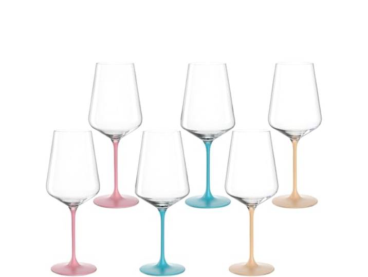 LEONARDO HOME Brera 046980 Set van 6 vaatwasserbestendige kelkglazen, hoogwaardige en moderne wijnglazen, modieuze en kleurrijke cocktailglazen voor thuis, feestjes, 560 ml
