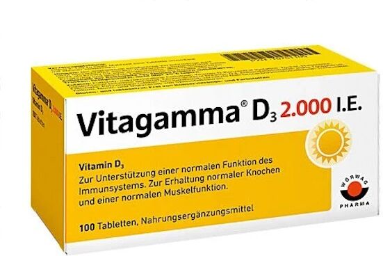 Wörwag Pharma GmbH &amp; Co. KG VITAGAMMA D3 2.000 IU Compresse di vitamina D3 NEM (100 pezzi)