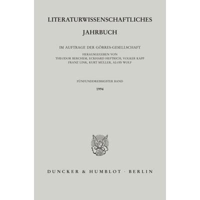 Literaturwissenschaftliches Jahrbuch., Taschenbuch von , Duncker & Humblot, 978-3-428-08033-5