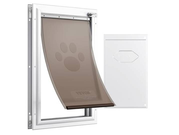 VEVOR Porta per Animali Domestici\, Telaio in Alluminio 423 x 697 mm Con Sistema di Serratura Sportello\, Porta Resistente Alle Intemperie per Animali Domestici per Gatti\, Cagnolini\, Bianco Taglia XL