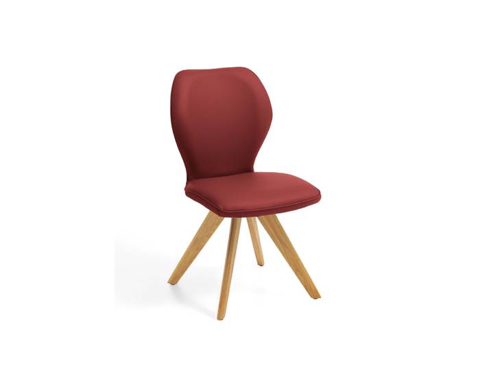 Design-Stuhl, Leder, Rot, 49,5×60 cm, Eichengestell, Modern, Niehoff-Sitzmöbel