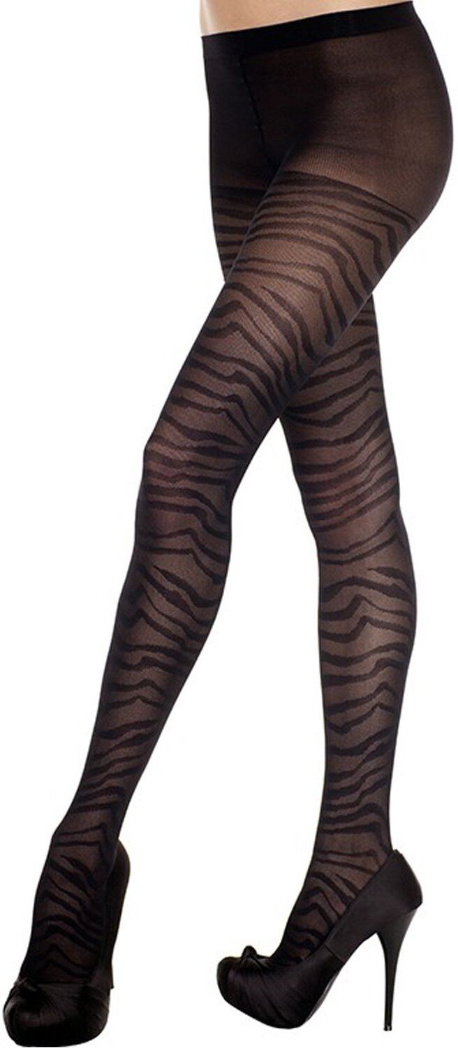 Music Legs Collant fantaisie noir effet zébré - MH7297BLK