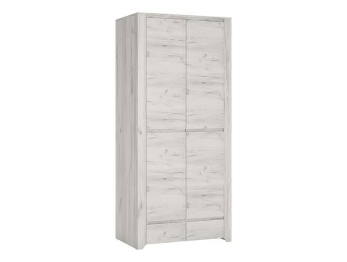 Drehtürenschrank Kleiderschrank 2-türig 84cm breit in Craft Eiche weiß