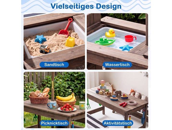 Confort extérieur : table pique-nique enfant en bois avec parasol et bancs rembourrés