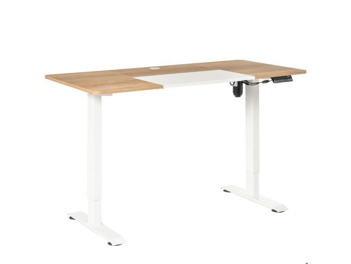 Bureau assis-debout électrique - Plateau 140x70 cm - Hauteur 72-116 cm - 4 préréglages - Imitation bois