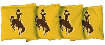 Skip's Garage Wyoming Cowboys Yellow Cornhole Bags