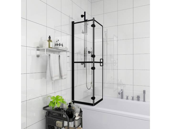 vidaXL Faltbare Duschkabine ESG Schwarz 80x140 cm