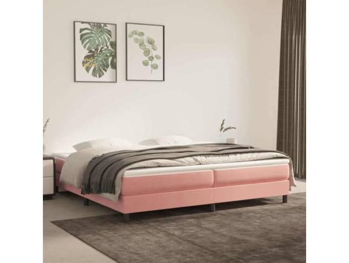 KGHFDVB Bett Rosa 203 x 200 x 25 cm aus Holzwerkstoff Samt Samt 100% Polyester, stabile Stützbeine, Sperrholzlatten, für Matratze 200 x 200 cm, fürs Schlafzimmer