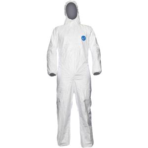 Feldtmann Schutzanzug Tyvek 500 XPERT, weiß, Größe M, mit Kapuze, Einweg-Overall, PSA-Kategorie 3 Typ 5/6