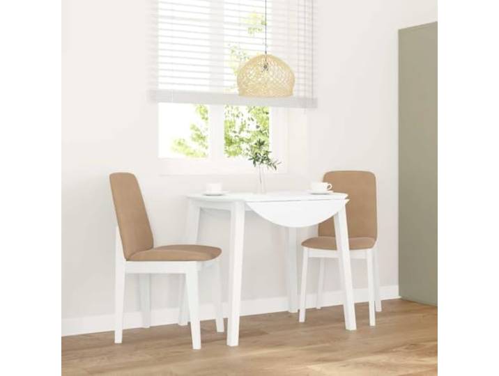 HEFZGDB Esszimmerstühle mit Kissen 2 STK. Weiß Massivholz Gummibaum Ergonomische Rückenlehne für Komfort und Langlebigkeit